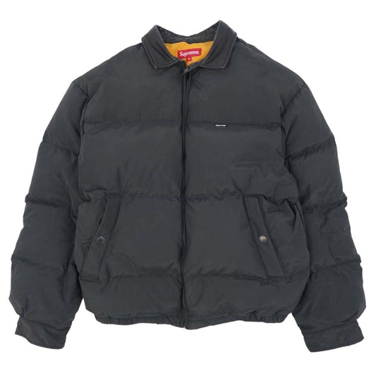 Supreme シュプリーム 19AW Leather Collar Puffy Jacket レザー カラー パフィー ジャケット ブラック系 M【中古】