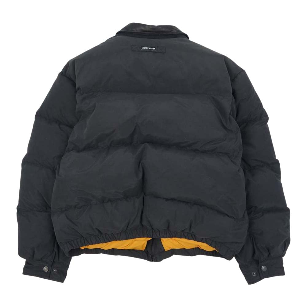 Supreme シュプリーム 19AW Leather Collar Puffy Jacket レザー カラー パフィー ジャケット ブラック系 M【中古】
