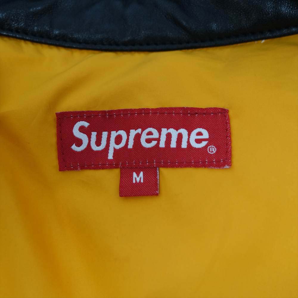 Supreme シュプリーム 19AW Leather Collar Puffy Jacket レザー カラー パフィー ジャケット ブラック系 M【中古】