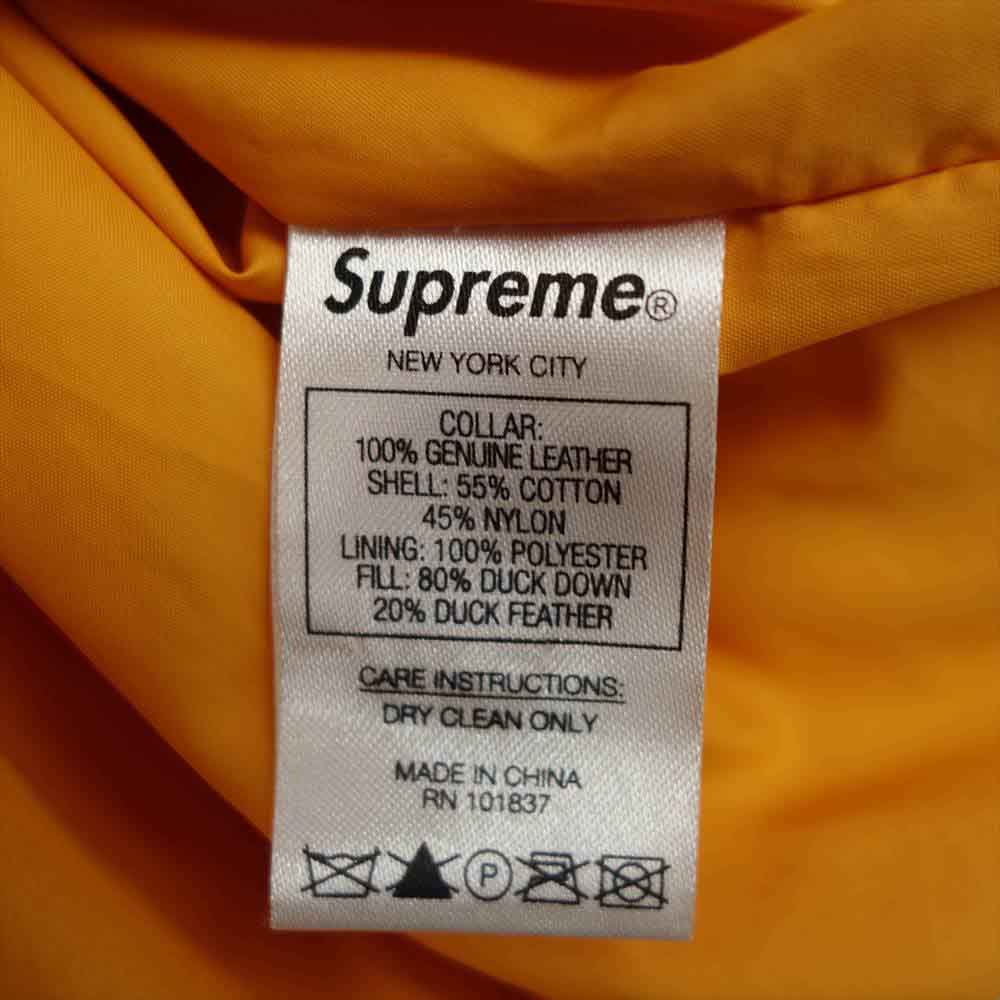 Supreme シュプリーム 19AW Leather Collar Puffy Jacket レザー カラー パフィー ジャケット ブラック系 M【中古】