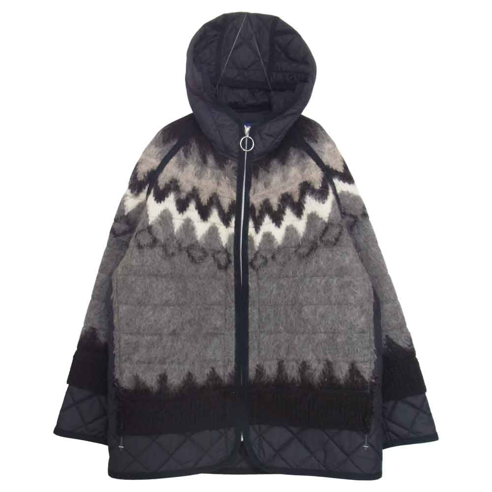 JUNYA WATANABE COMME des GARCONS MAN ジュンヤワタナベコムデギャルソンマン 21AW WH-J019 エステルタフタ ウールジャガード モヘア ニット 再構築 ドッキング キルティングジャケット グレー系 M【新古品】【未使用】【中古】