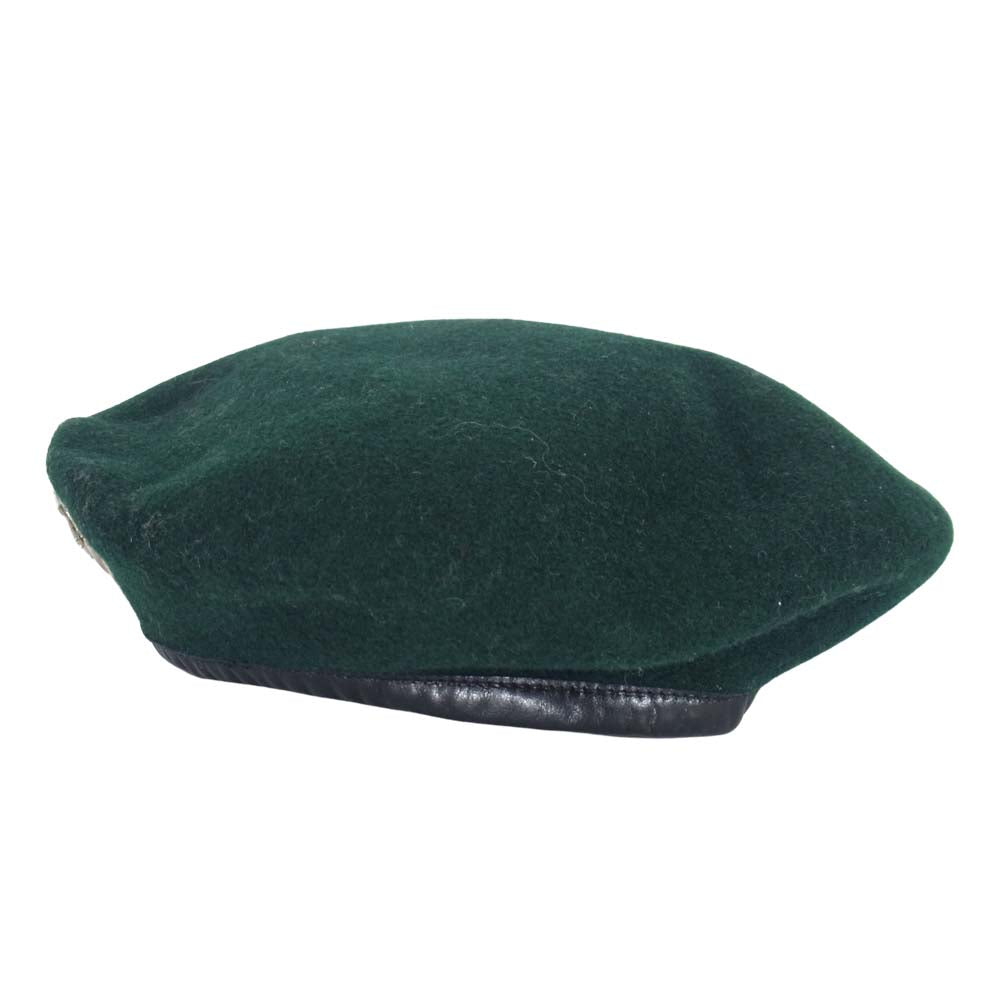The REAL McCOY'S ザリアルマッコイズ beret mans wool l.r.r.p ウール フェルト ベレー帽 刺繍ベース 金属記章 グリーン ベレー グリーン系 7 3/4【中古】