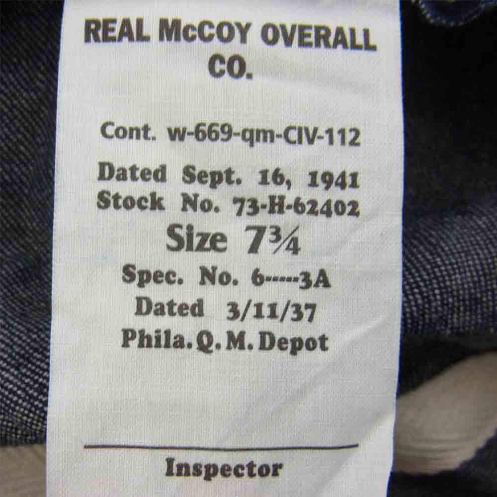 The REAL McCOY'S ザリアルマッコイズ U.S. ARMY DENIM HAT アーミー デニム ワーク ハット ネイビー系 7 3/4【中古】