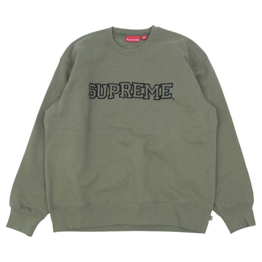 Supreme シュプリーム 21AW SHATTERED LOGO CREWNECK ロゴ クルーネック スウェット シャツ カーキ系 L【新古品】【未使用】【中古】