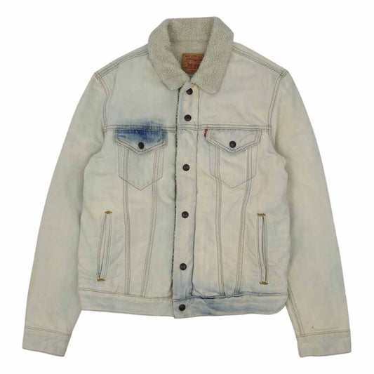 Supreme シュプリーム 16AW × LEVIS リーバイス Bleached Sherpa Trucker Jacket ボア デニム シェルパ トラッカー ジャケット ホワイト系 ブルー系 S【中古】