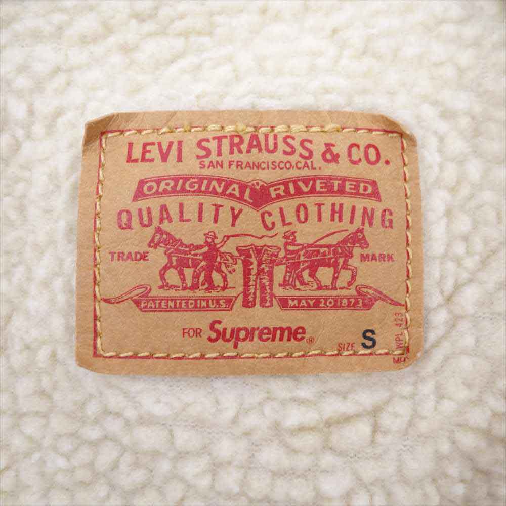 Supreme シュプリーム 16AW × LEVIS リーバイス Bleached Sherpa Trucker Jacket ボア デニム シェルパ トラッカー ジャケット ホワイト系 ブルー系 S【中古】
