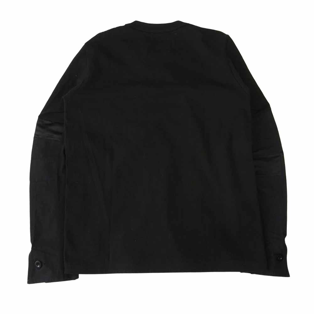 Sacai サカイ 21SS 21-02515M Cotton Jersey Long Sleeve Zip T-Shirt ナイロンドッキング  サイドスナップボタン ジップポケット 長袖Tシャツ ブラック系 1【美品】【中古】