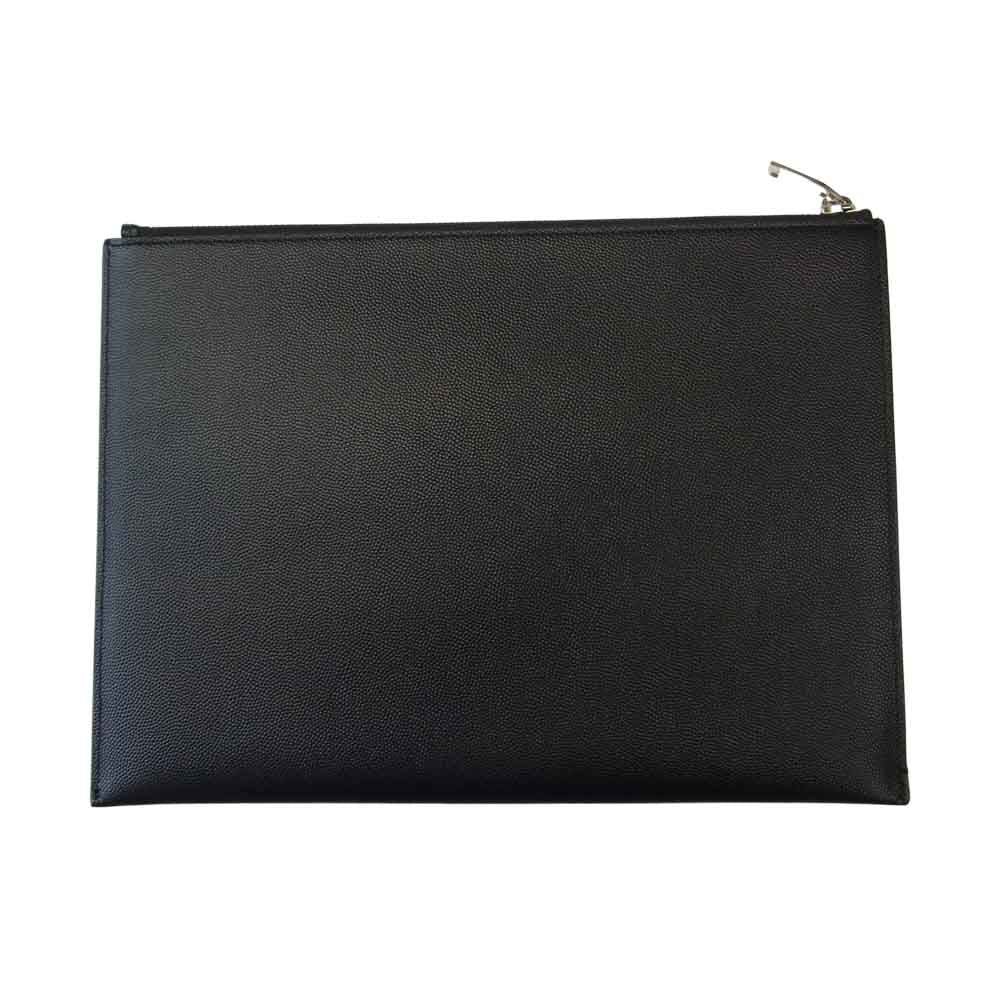 SAINT LAURENT サンローラン GBL397294 0317 ミニ ジップ タブレット スリーブ クラッチ バッグ ブラック系【中古】