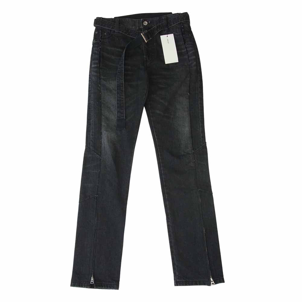Sacai サカイ 21AW 21-02607M 再構築 裾ジップ ベルテッド デニム パンツ ブラック系【美品】【中古】