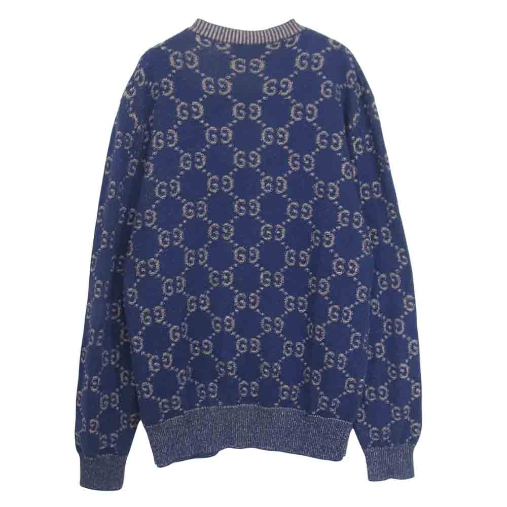 GUCCI グッチ 614746 国内正規品 CG 総柄 コットン ジャガード カーディガン ネイビー系 M【中古】