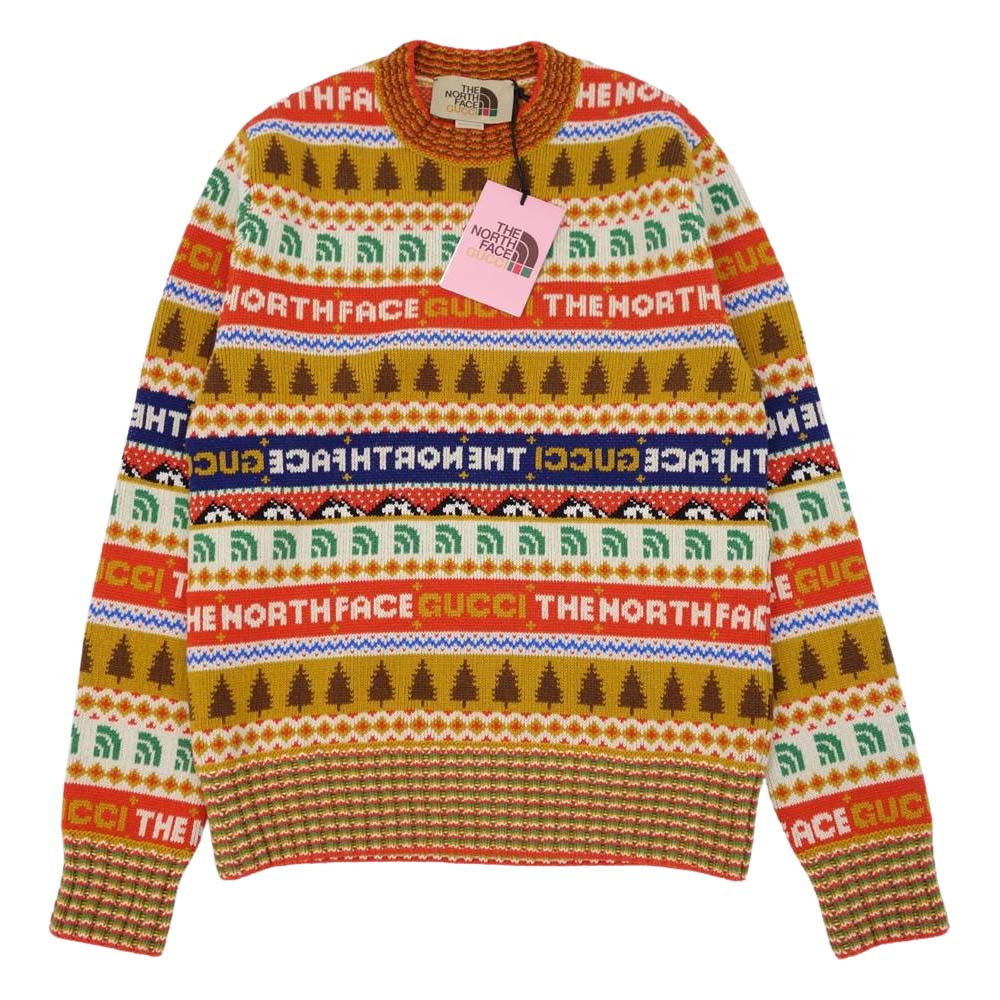 GUCCI グッチ 676853 国内正規品 THE NORTH FACE ノースフェイス Sweater ロゴ ボーダー セーター ニット XS【新古品】【未使用】【中古】