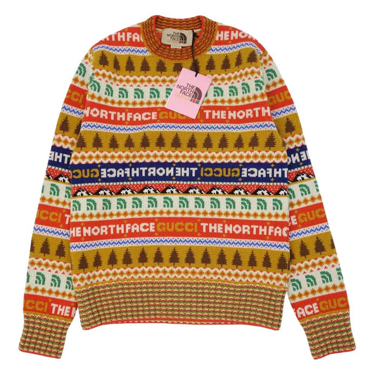 GUCCI グッチ 676853 国内正規品 THE NORTH FACE ノースフェイス Sweater ロゴ ボーダー セーター ニット XS【新古品】【未使用】【中古】