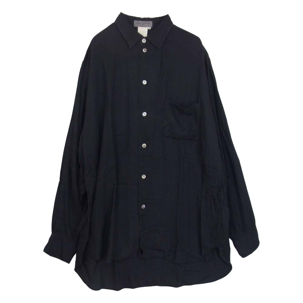 Yohji Yamamoto ヨウジヤマモト POUR HOMME プールオム オーバーサイズ レーヨン シャツ ブラック系 M【中古】