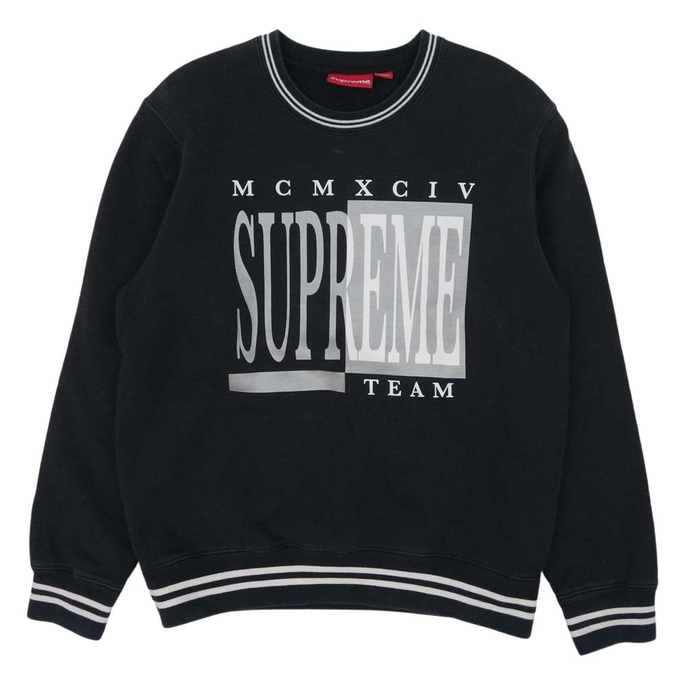 Supreme シュプリーム 17AW Team Mcmxciv Sweatshirt ロゴ クルーネック スウェット ブラック系 ホワイト系 S【中古】