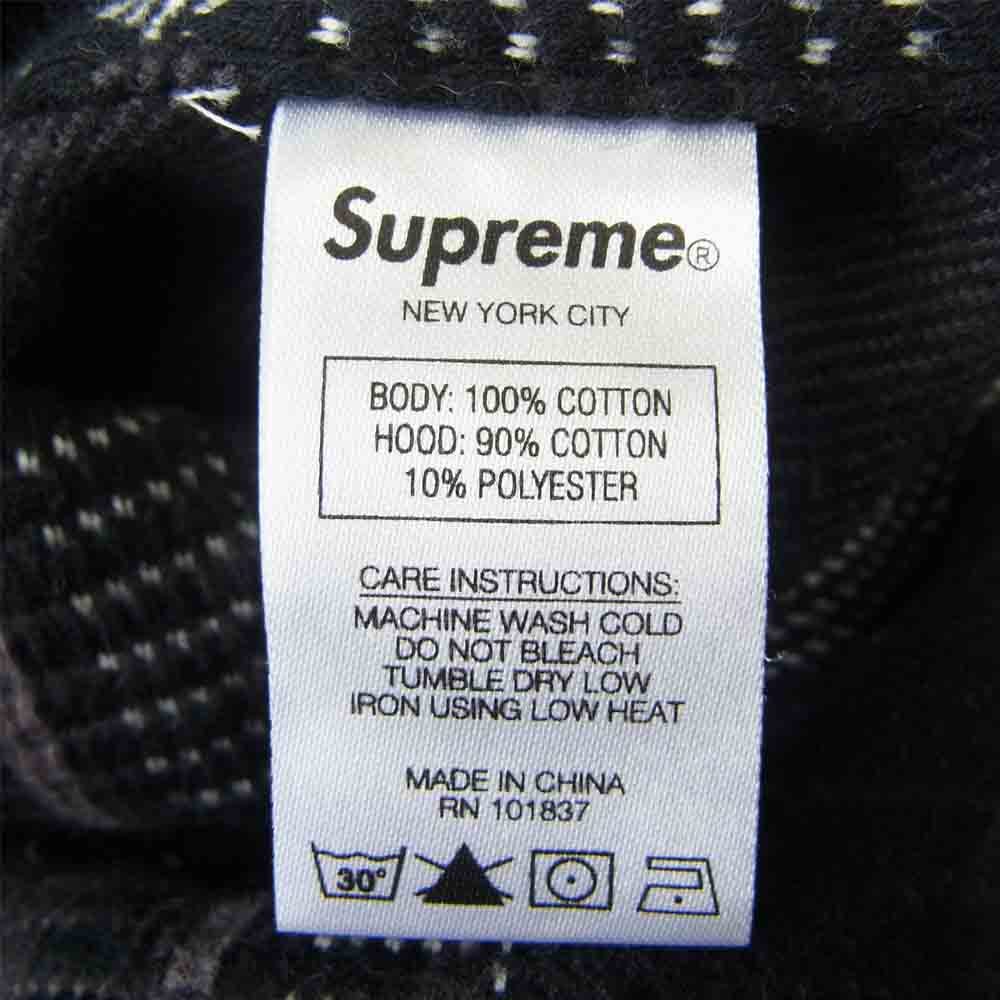 Supreme シュプリーム 18AW Hooded Jacquard Flannel Shirt フード ジャガード フランネル シャツ ブラック系 S【中古】