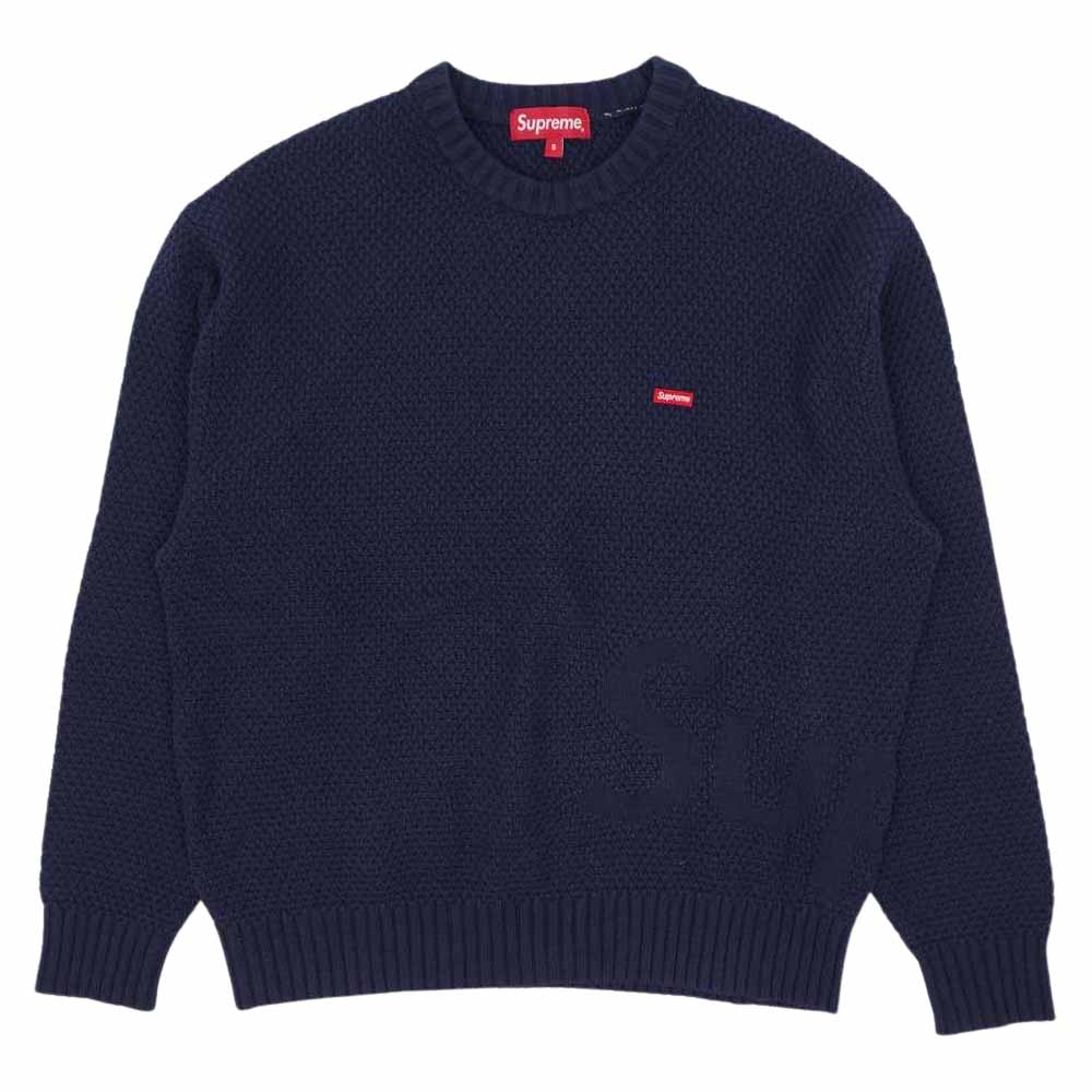 Supreme シュプリーム 20AW Textured Small Box Sweater クルーネック セーター ネイビー系 S【中古】