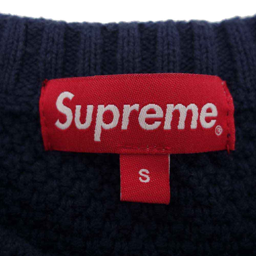 Supreme シュプリーム 20AW Textured Small Box Sweater クルーネック セーター ネイビー系 S【中古】