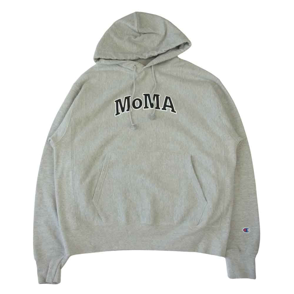 Champion チャンピオン moma hoodie スウェット プルオーバー パーカー  グレー系 L【中古】