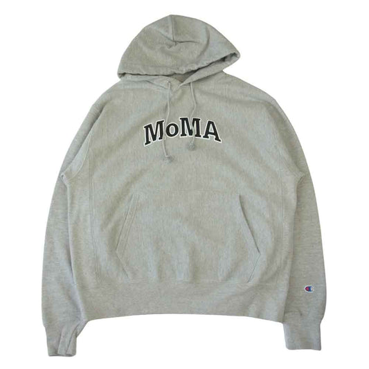 Champion チャンピオン moma hoodie スウェット プルオーバー パーカー  グレー系 L【中古】