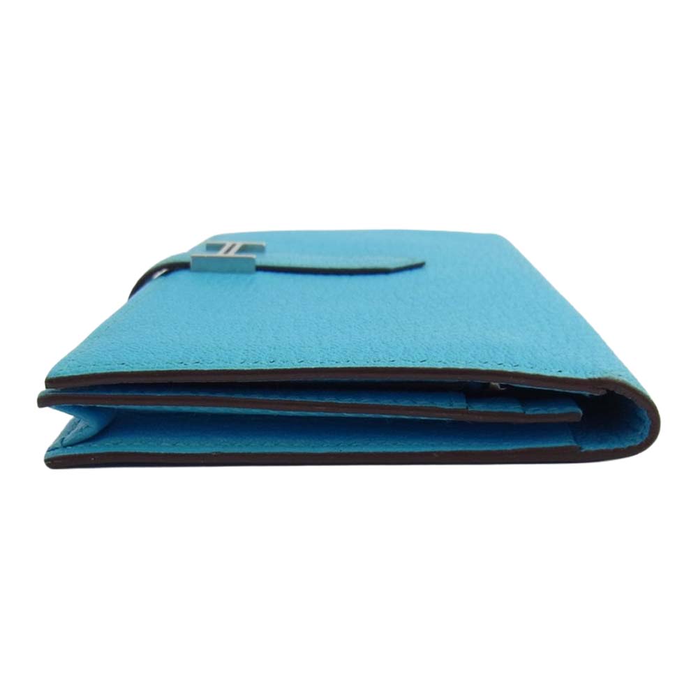 HERMES エルメス □N刻印 ベアンスフレ シルバー金具 財布 ライトブルー系【中古】