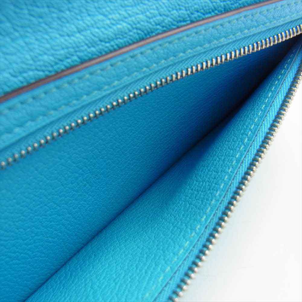 HERMES エルメス □N刻印 ベアンスフレ シルバー金具 財布 ライトブルー系【中古】
