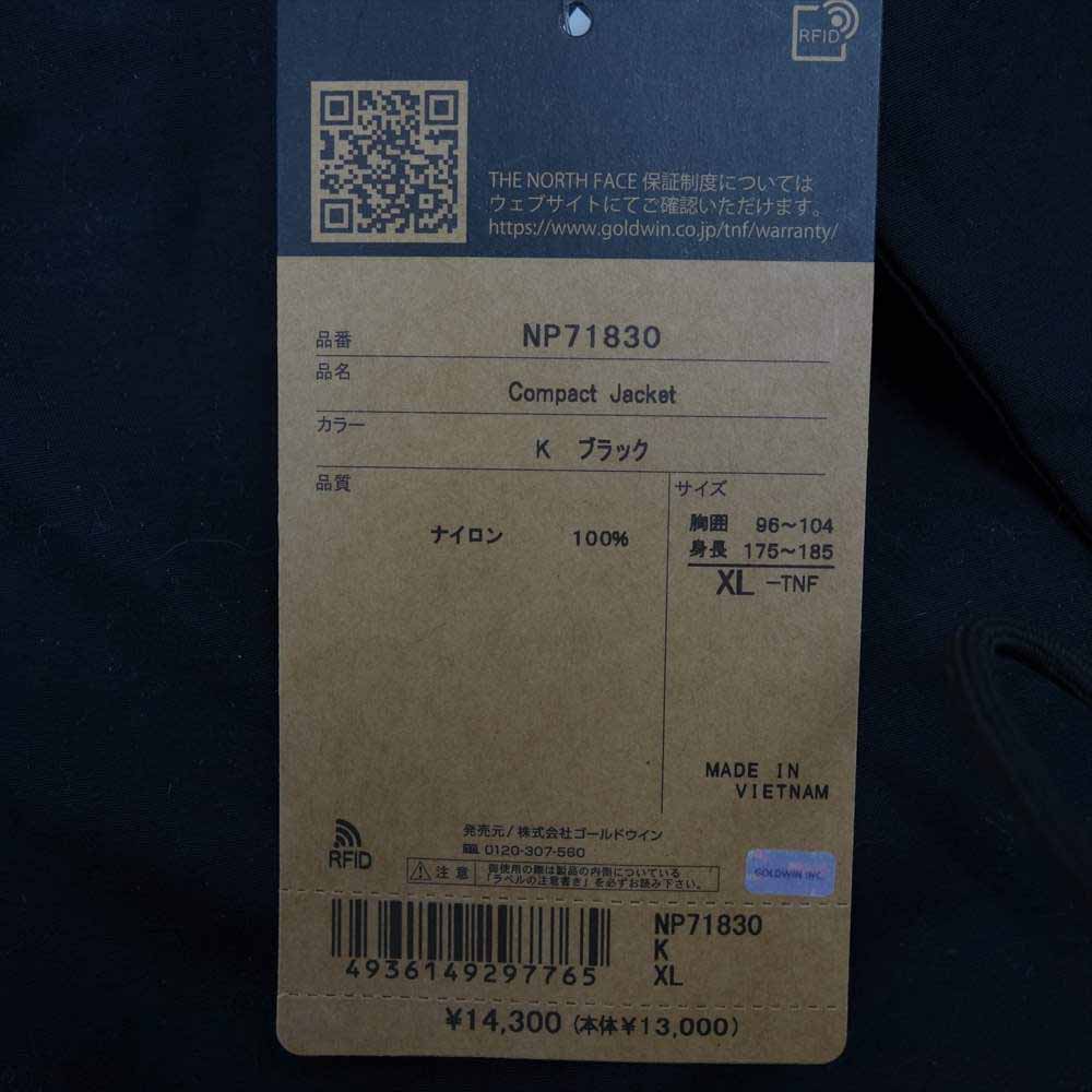 THE NORTH FACE ノースフェイス NP71830 COMPACT JACKET コンパクト ジャケト ブラック系 XL【極上美品】【中古】