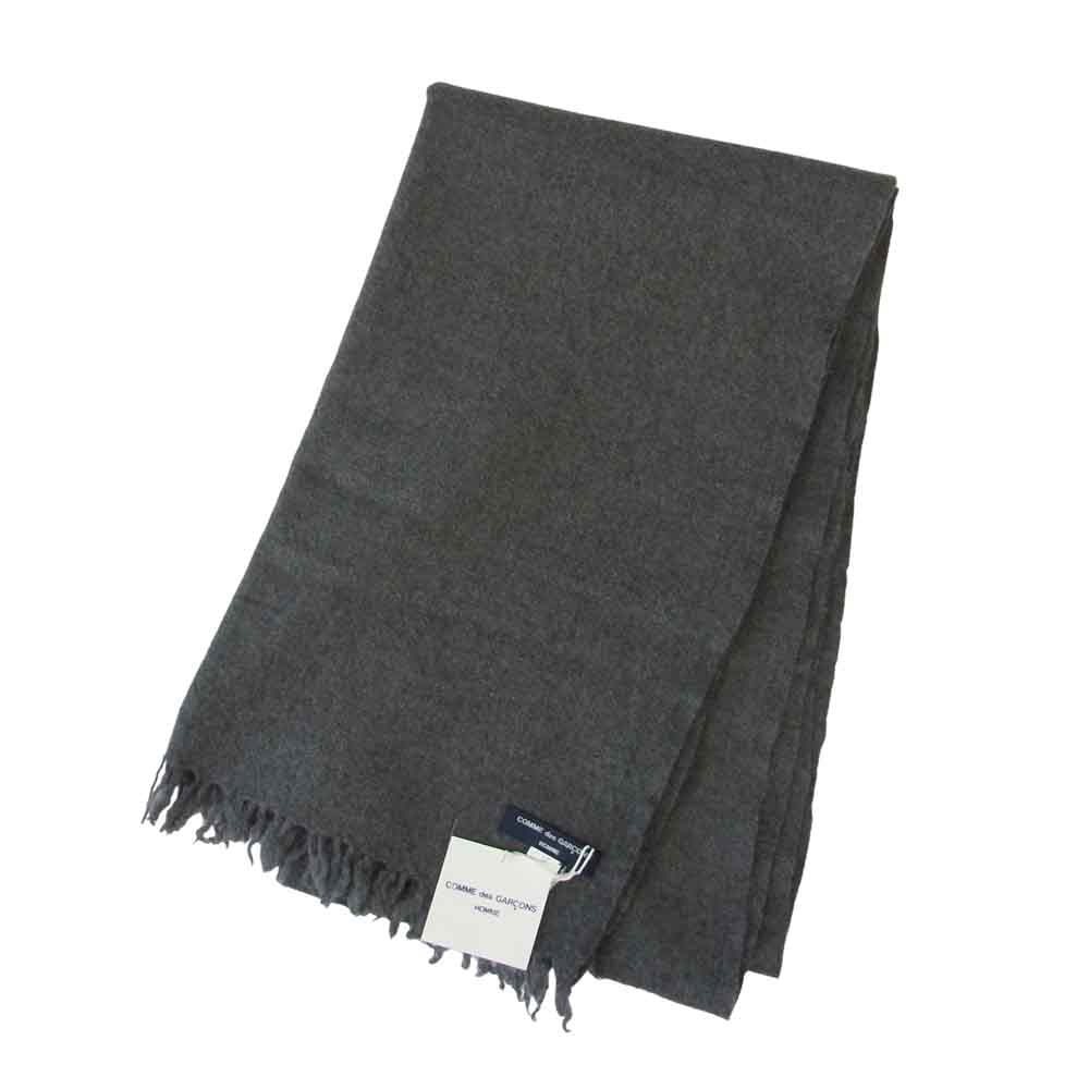 COMME des GARCONS コムデギャルソン HOMME オム HD-K401 縮絨ウール フリンジ マフラー グレー系【美品】【中古】