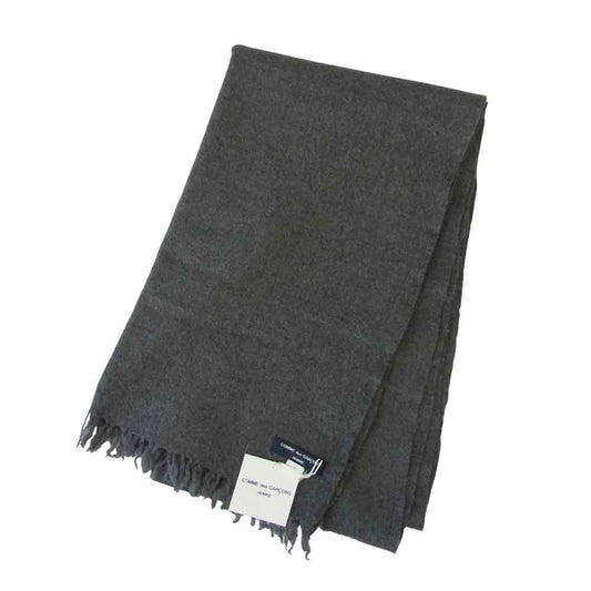 COMME des GARCONS コムデギャルソン HOMME オム HD-K401 縮絨ウール フリンジ マフラー グレー系【美品】【中古】