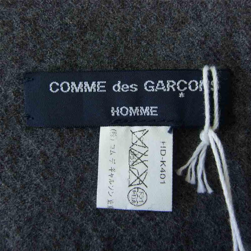 COMME des GARCONS コムデギャルソン HOMME オム HD-K401 縮絨ウール フリンジ マフラー グレー系【美品】【中古】