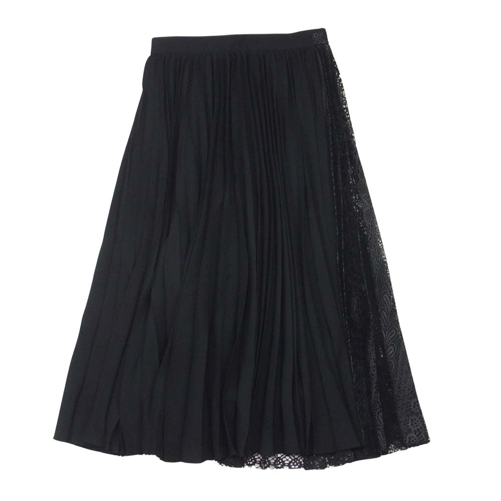 ルシェルブルー プリーツ レース スカート 日本製 ブラック系 36【中古】