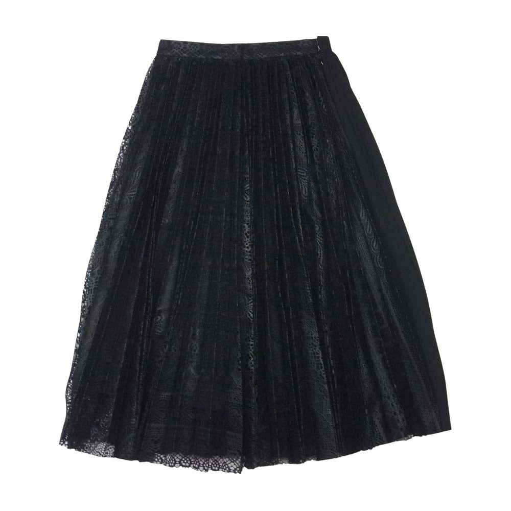 ルシェルブルー プリーツ レース スカート 日本製 ブラック系 36【中古】