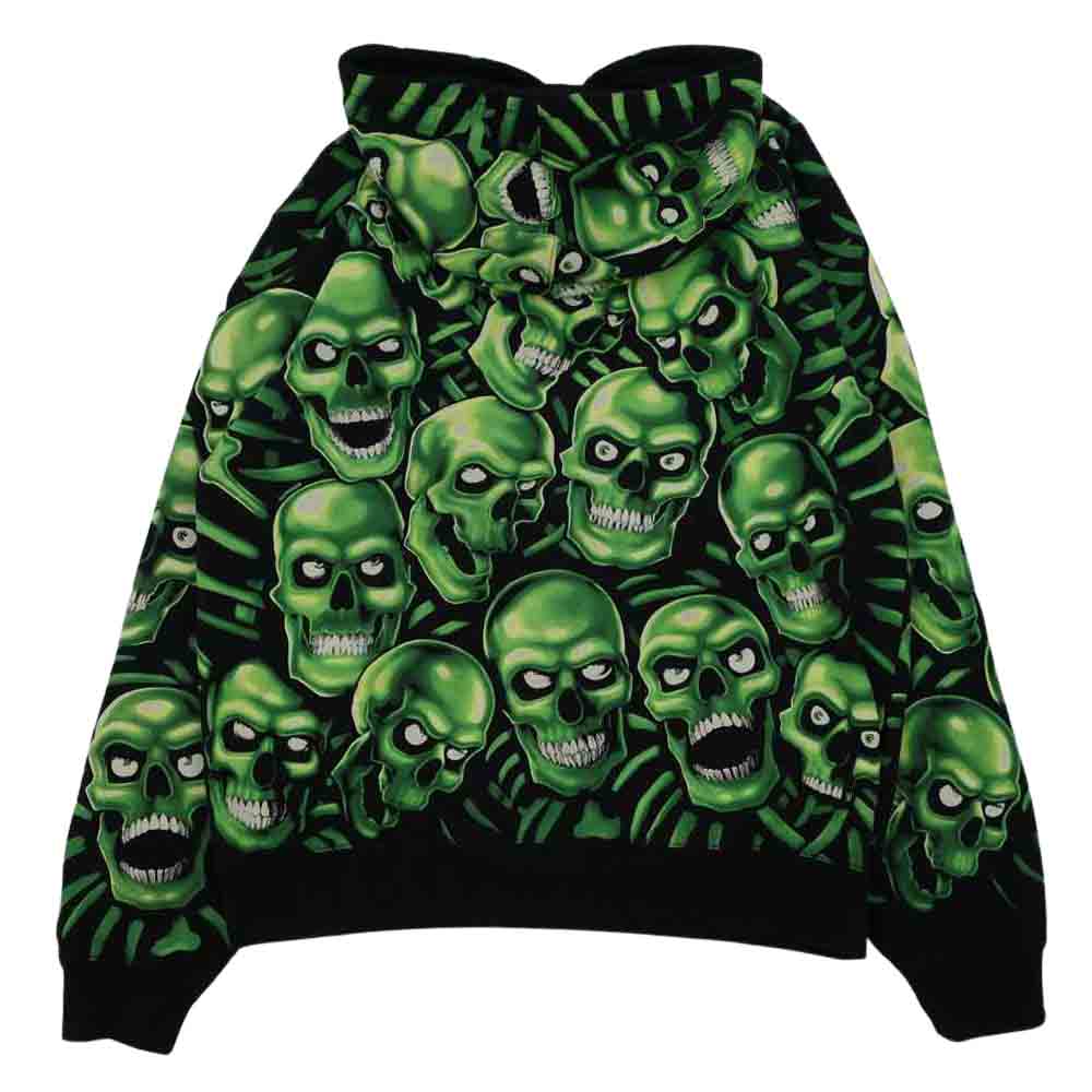 Supreme シュプリーム 18SS Skull Pile Hooded Sweatshirt スカルパイルプルオーバーパーカー ライトグリーン系 ブラック系 XL【中古】