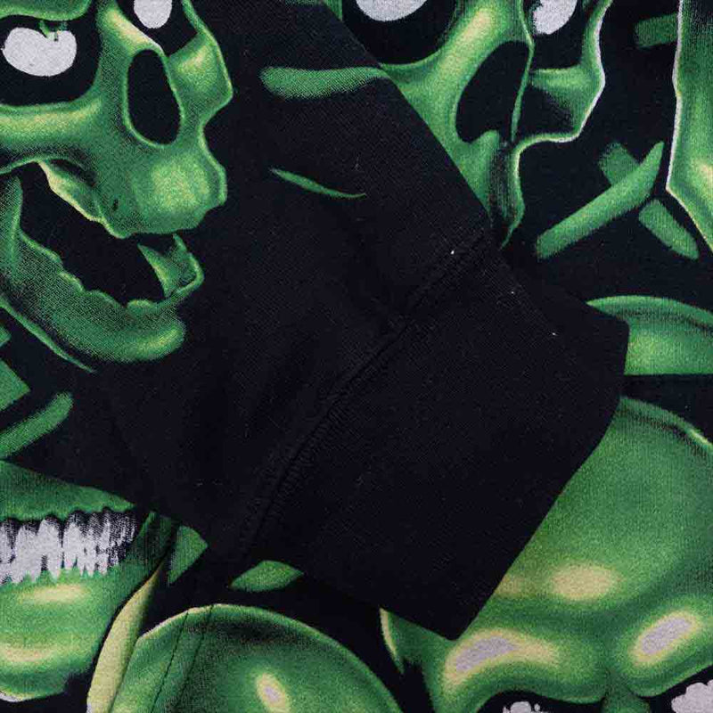 Supreme シュプリーム 18SS Skull Pile Hooded Sweatshirt スカルパイルプルオーバーパーカー ライトグリーン系  ブラック系 XL【中古】