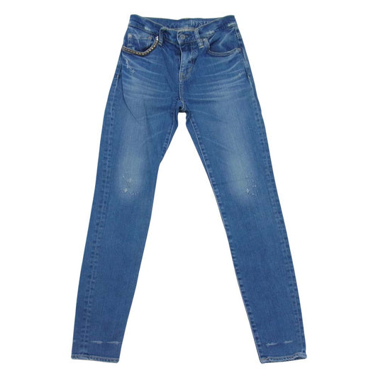 HYSTERIC GLAMOUR ヒステリックグラマー 01173AP15 SP加工 S クラッシュ加工 スタッズ デニム スリム パンツ インディゴブルー系 23【中古】