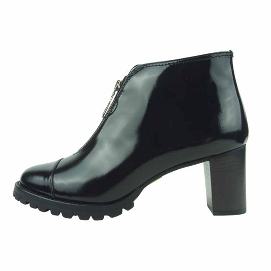 HYSTERIC GLAMOUR ヒステリックグラマー 0551QS01 CENTER ZIP センタージップ アンクルブーツ ブラック系 24cm【新古品】【未使用】【中古】