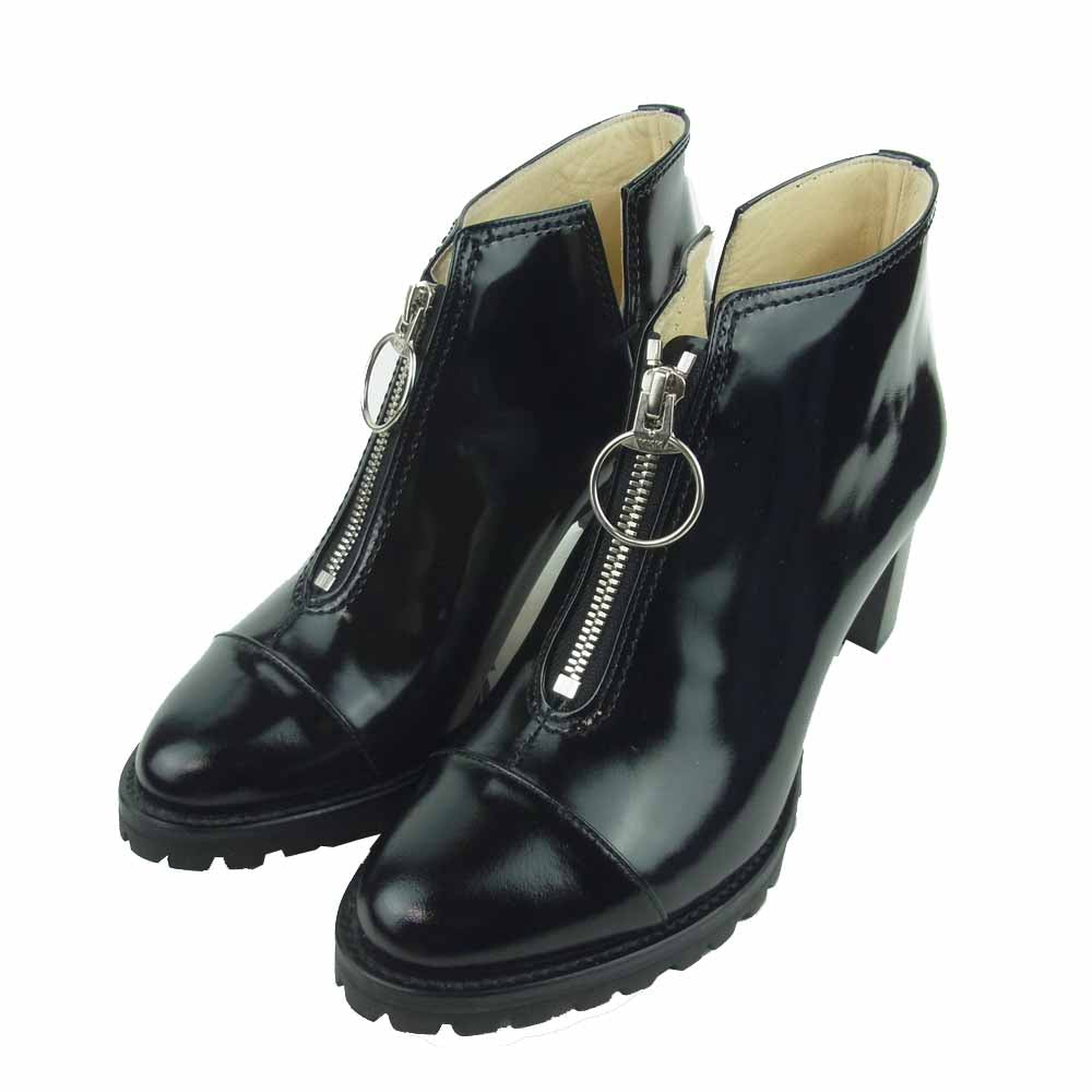HYSTERIC GLAMOUR ヒステリックグラマー 0551QS01 CENTER ZIP センタージップ アンクルブーツ ブラック系 24cm【新古品】【未使用】【中古】