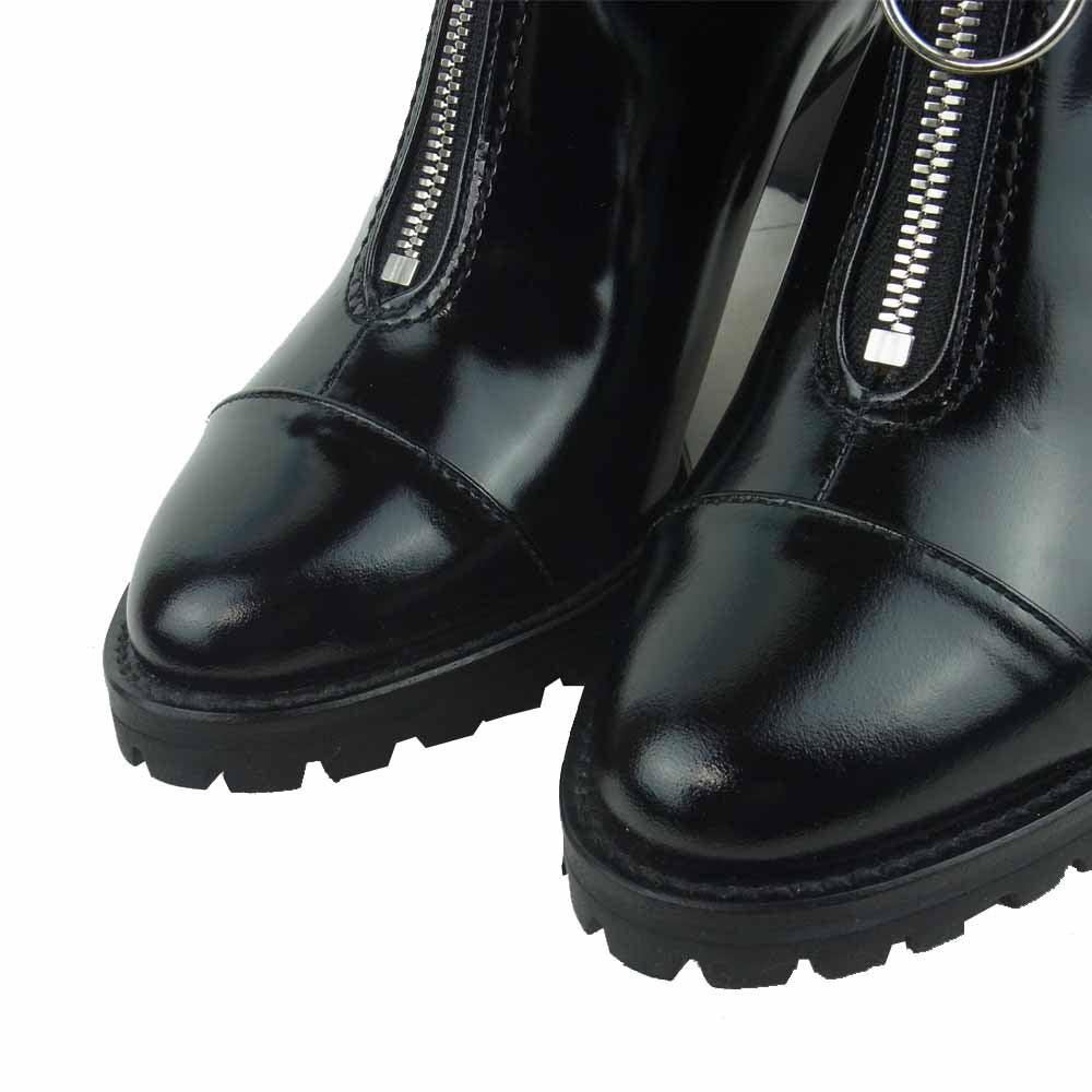 HYSTERIC GLAMOUR ヒステリックグラマー 0551QS01 CENTER ZIP センタージップ アンクルブーツ ブラック系 24cm【新古品】【未使用】【中古】
