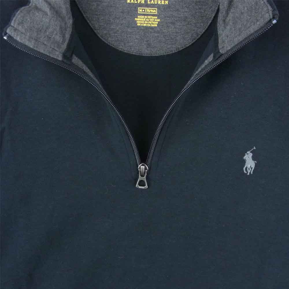 POLO RALPH LAUREN ポロ・ラルフローレン 国内正規品 ハーフジップ L/S 長袖 カットソー ブラック系 M【極上美品】【中古】