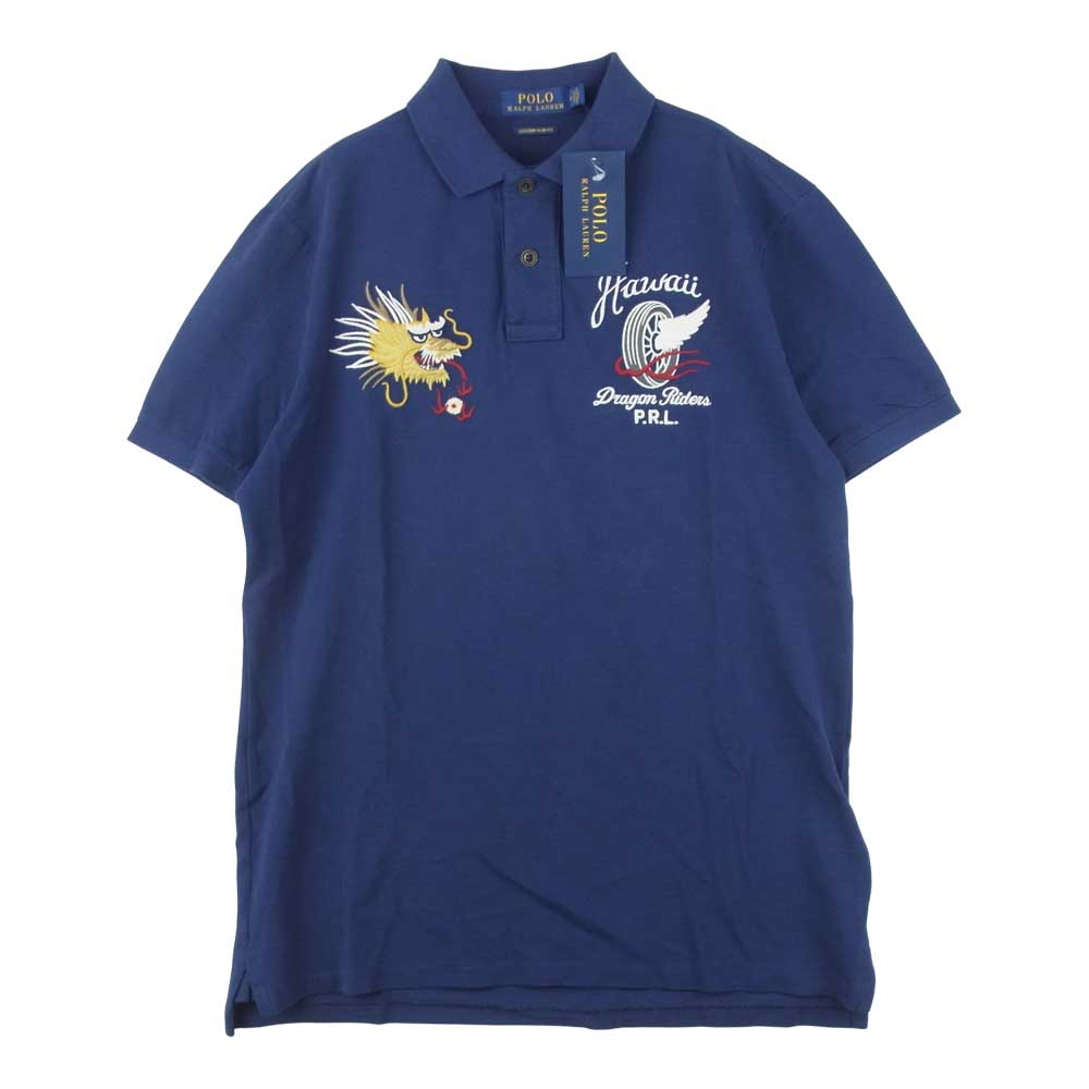 POLO RALPH LAUREN ポロ・ラルフローレン 国内正規品 Dragon Riders 刺繍 半袖 ポロ スカポロ シャツ ネイビー系 M【極上美品】【中古】