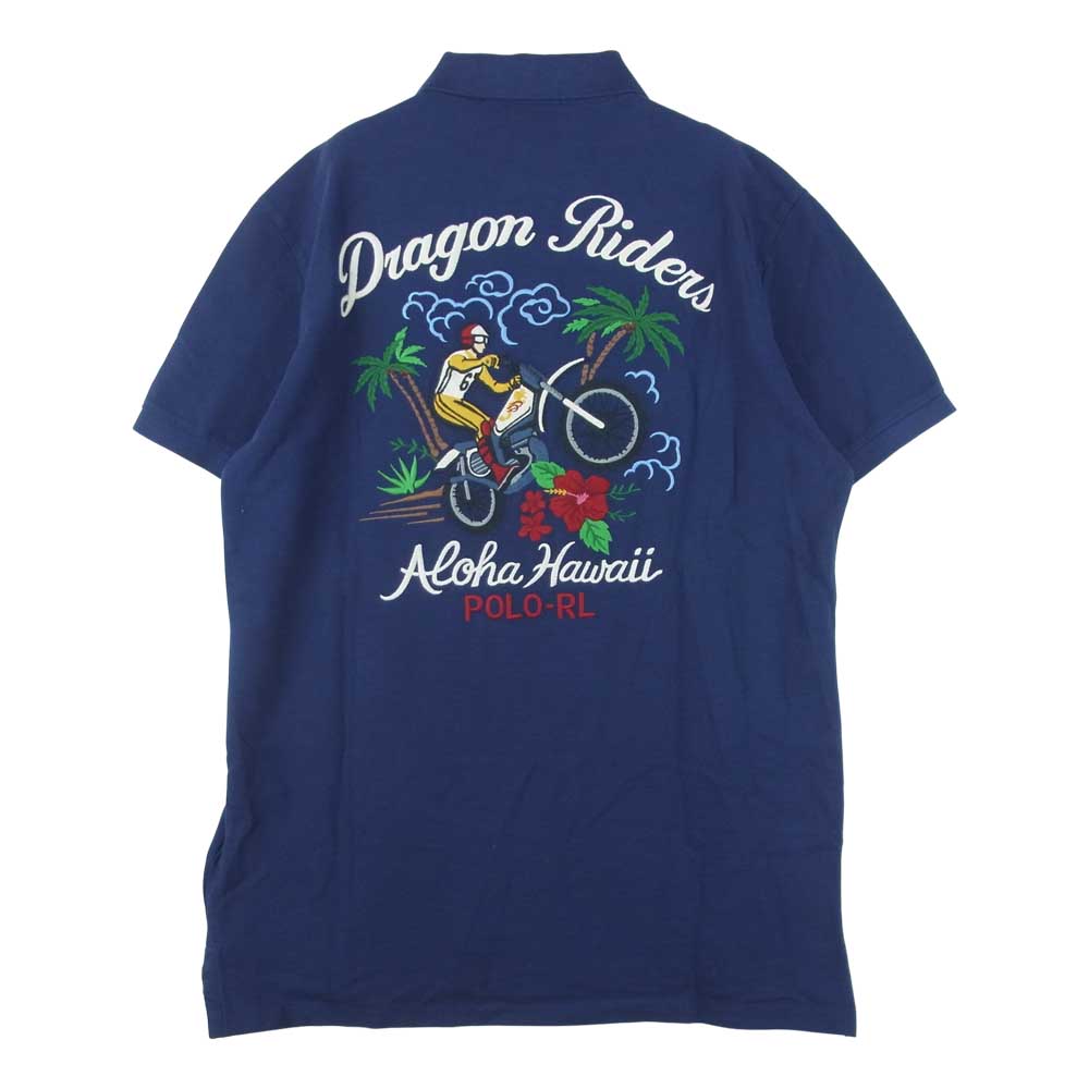 POLO RALPH LAUREN ポロ・ラルフローレン 国内正規品 Dragon Riders 刺繍 半袖 ポロ スカポロ シャツ ネイビー系 M【極上美品】【中古】