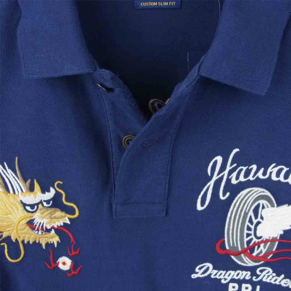 POLO RALPH LAUREN ポロ・ラルフローレン 国内正規品 Dragon Riders 刺繍 半袖 ポロ スカポロ シャツ ネイビー系 M【極上美品】【中古】