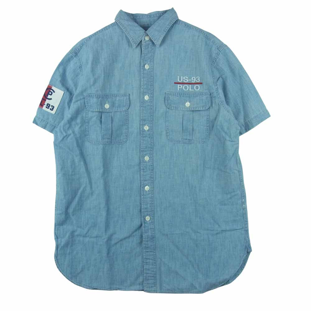 POLO RALPH LAUREN ポロ・ラルフローレン 国内正規品 RL-93 S/S 半袖 シャンブレー シャツ インディゴブルー系 M【極上美品】【中古】