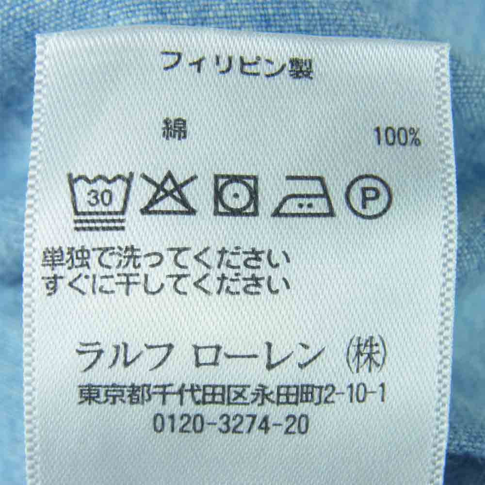 POLO RALPH LAUREN ポロ・ラルフローレン 国内正規品 RL-93 S/S 半袖 シャンブレー シャツ インディゴブルー系 M【極上美品】【中古】