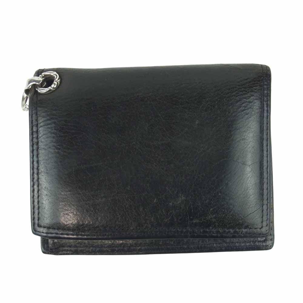 LEONARD KAMHOUT レナードカムホート メンティング フライト レザー ウォレット 二つ折り 財布 ブラック系【中古】