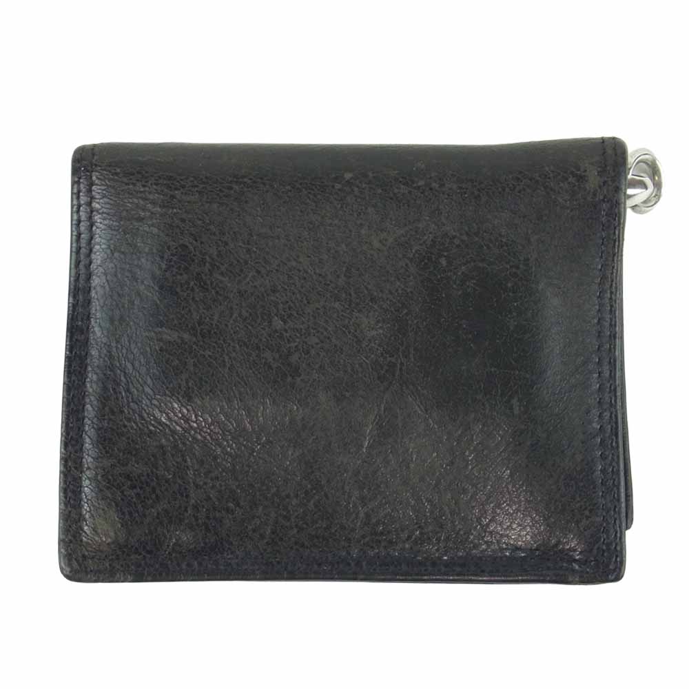 LEONARD KAMHOUT レナードカムホート メンティング フライト レザー ウォレット 二つ折り 財布 ブラック系【中古】