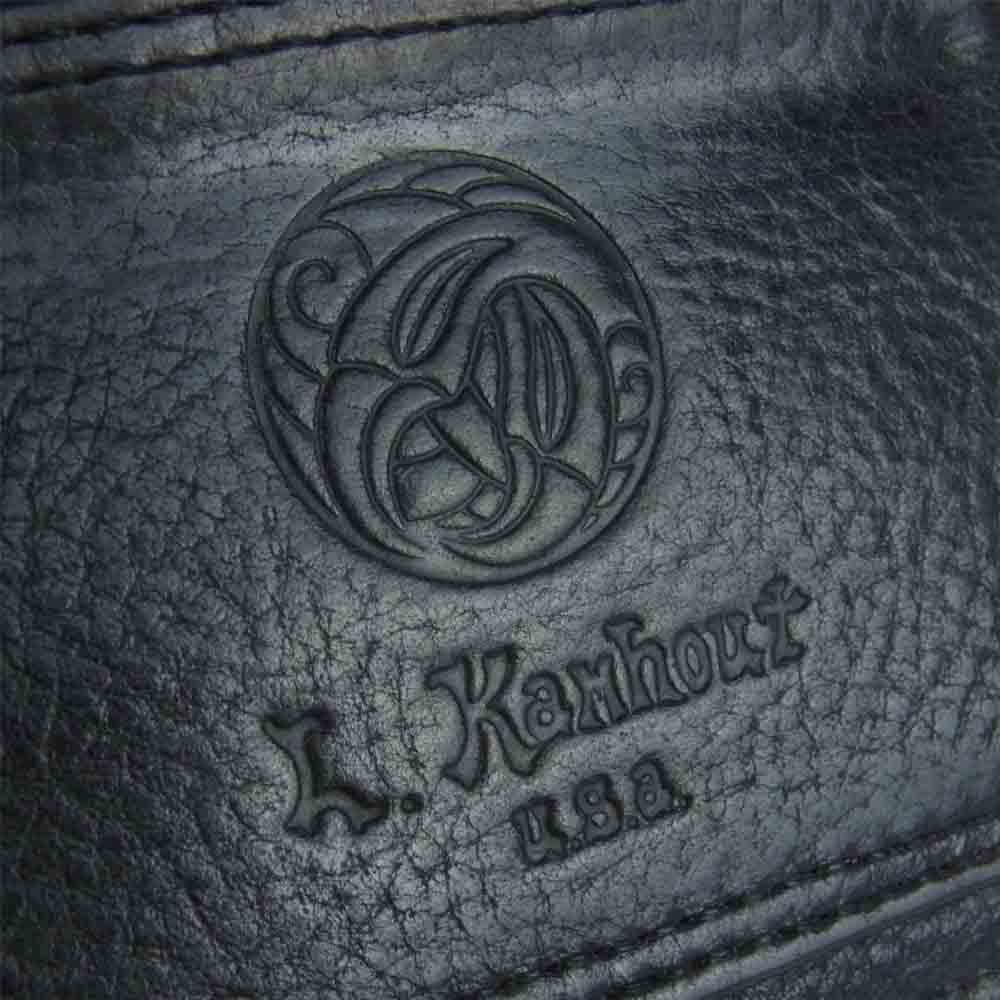 LEONARD KAMHOUT レナードカムホート メンティング フライト レザー ウォレット 二つ折り 財布 ブラック系【中古】