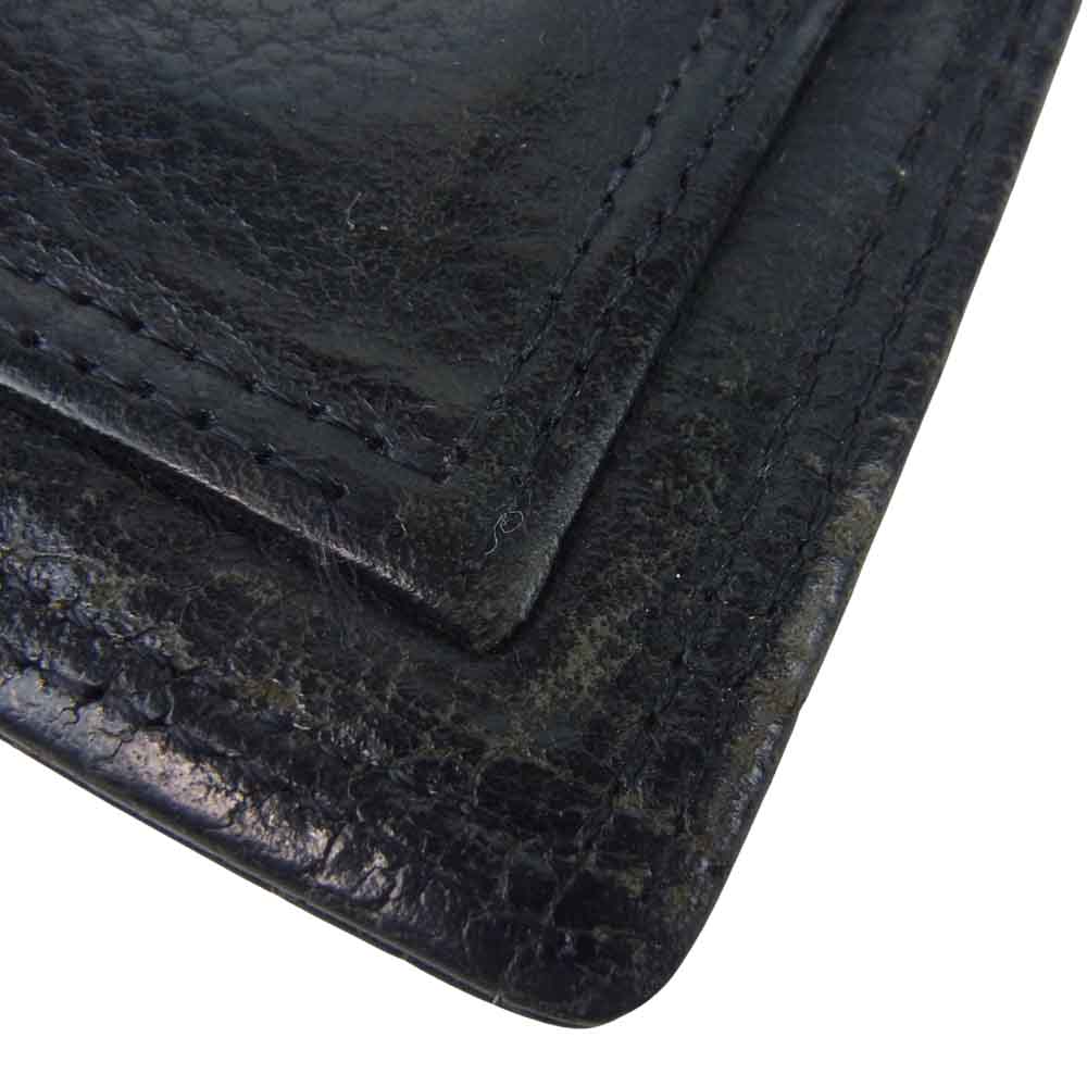 LEONARD KAMHOUT レナードカムホート メンティング フライト レザー ウォレット 二つ折り 財布 ブラック系【中古】