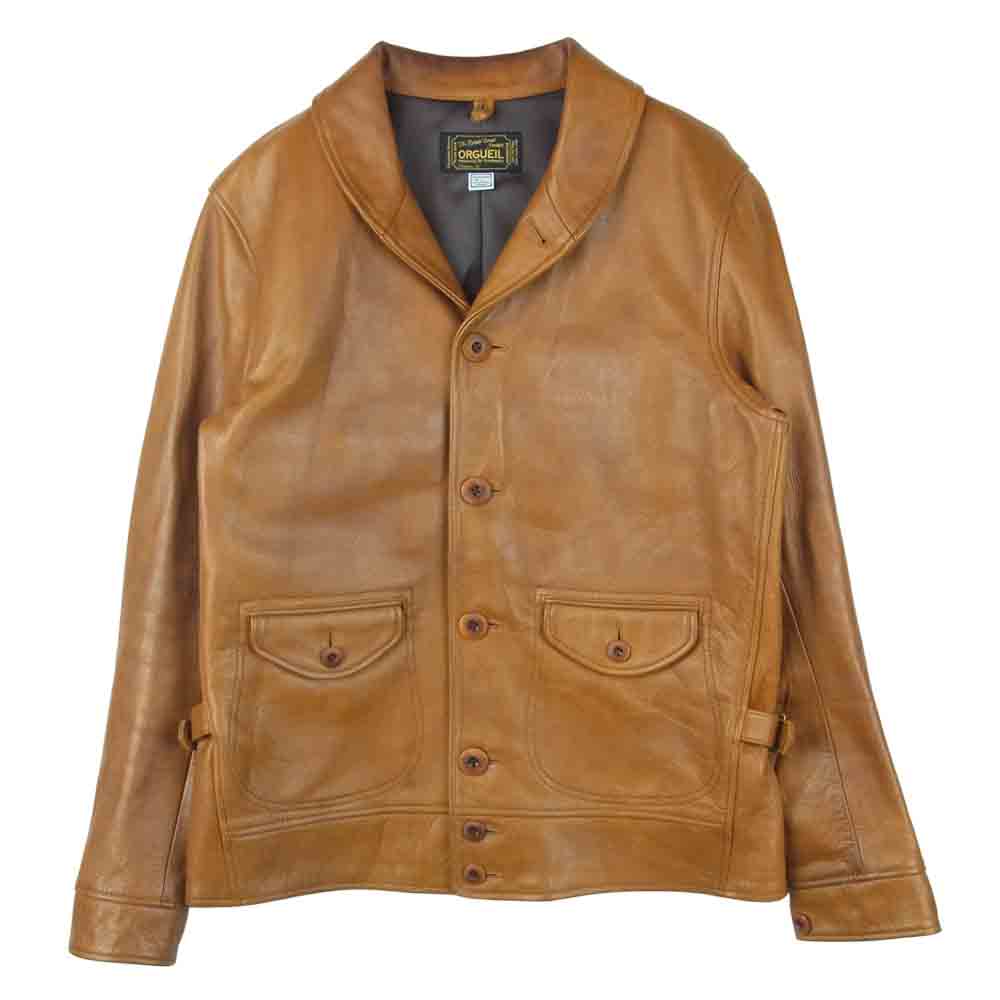 ORGUEIL オルゲイユ OR-4002B Cossack Jacket コサックジャケット ショールカラー レザー ジャケット ブラウン系 38【中古】