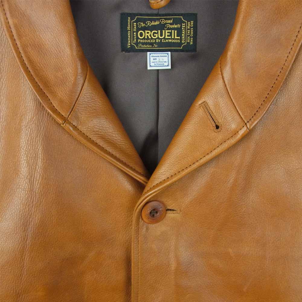 ORGUEIL オルゲイユ OR-4002B Cossack Jacket コサックジャケット ショールカラー レザー ジャケット ブラウン系 38【中古】