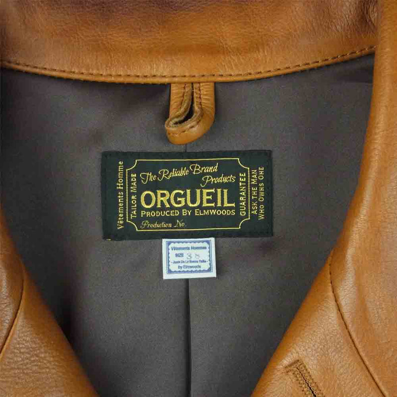 ORGUEIL オルゲイユ OR-4002B Cossack Jacket コサックジャケット ショールカラー レザー ジャケット ブラウン系 38【中古】